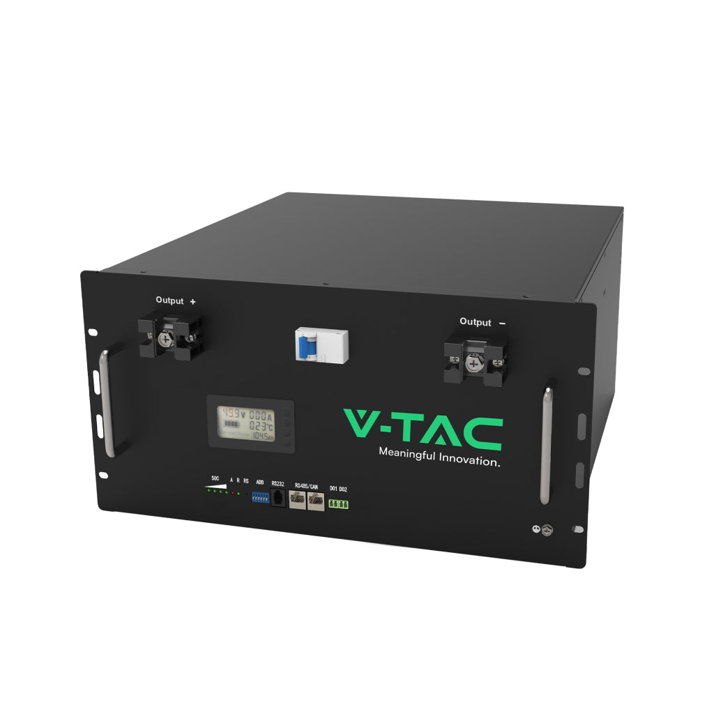 BATTERIA DI ACCUMULO RACK LV 9.6KWH LFP 48V 200AH 100A NERA CEI 0-21