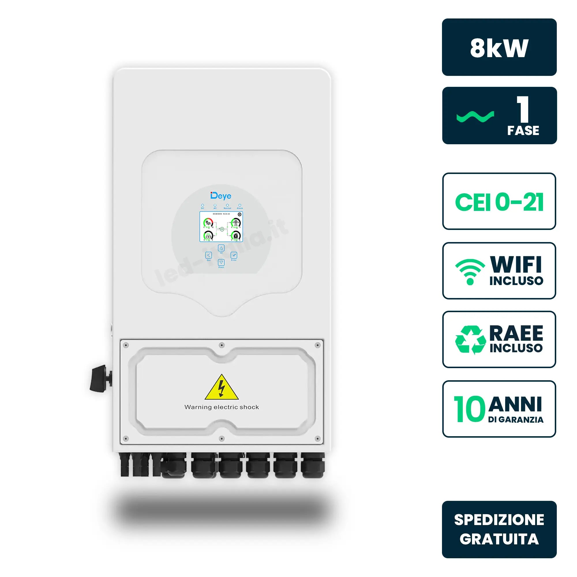 INVERTER IBRIDO MONOFASE LV DEYE  WIFI CEI 0-21 BIANCO IP65