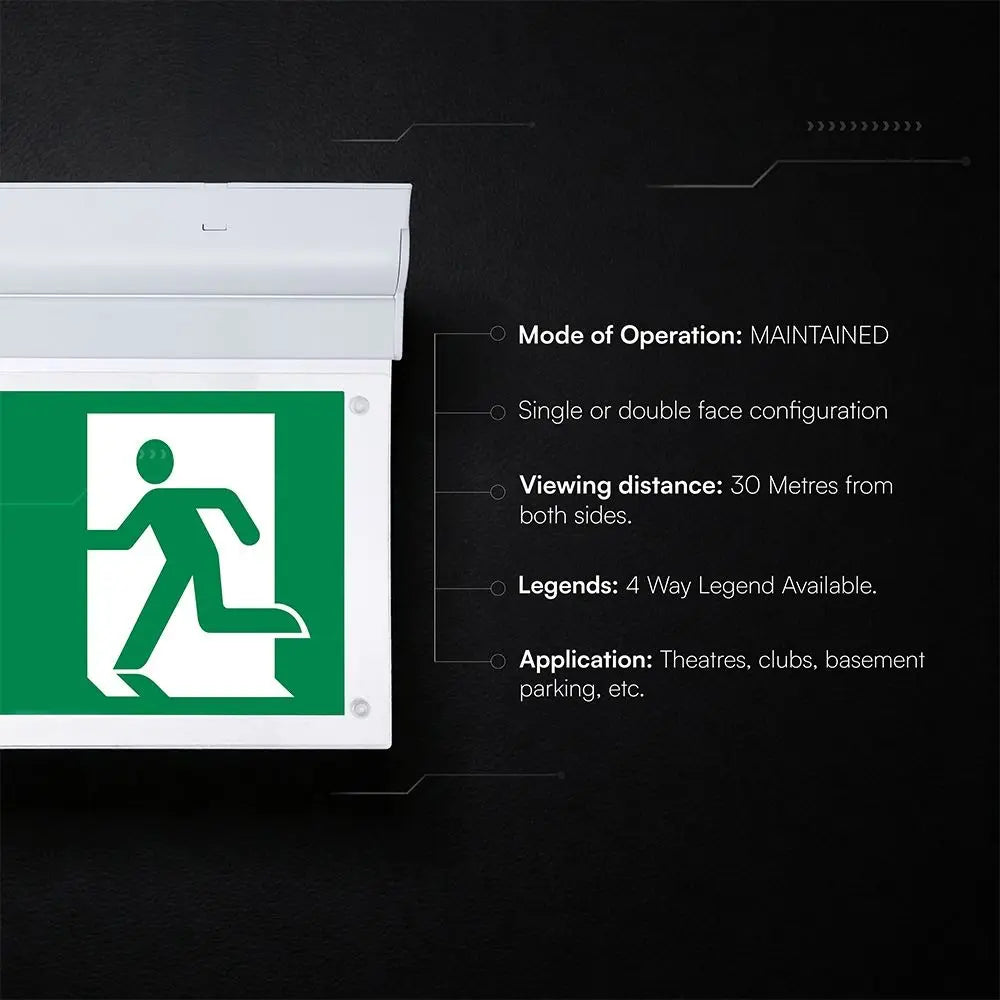V-TAC PRO LAMPADA LED DI EMERGENZA CHIP CREE 2W PLAFONE/MURO SA E SE 3H 6000K IP20