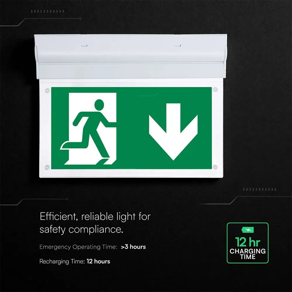 V-TAC PRO LAMPADA LED DI EMERGENZA CHIP CREE 2W PLAFONE/MURO SA E SE 3H 6000K IP20