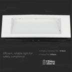 V-TAC PRO LAMPADA LED CHIP CREE DI EMERGENZA 1.2W DA INCASSO/PLAFONE 6000K IP40
