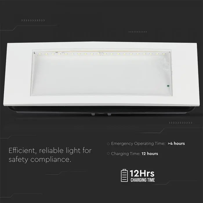 V-TAC PRO LAMPADA LED CHIP CREE DI EMERGENZA 1.2W DA INCASSO/PLAFONE 6000K IP40
