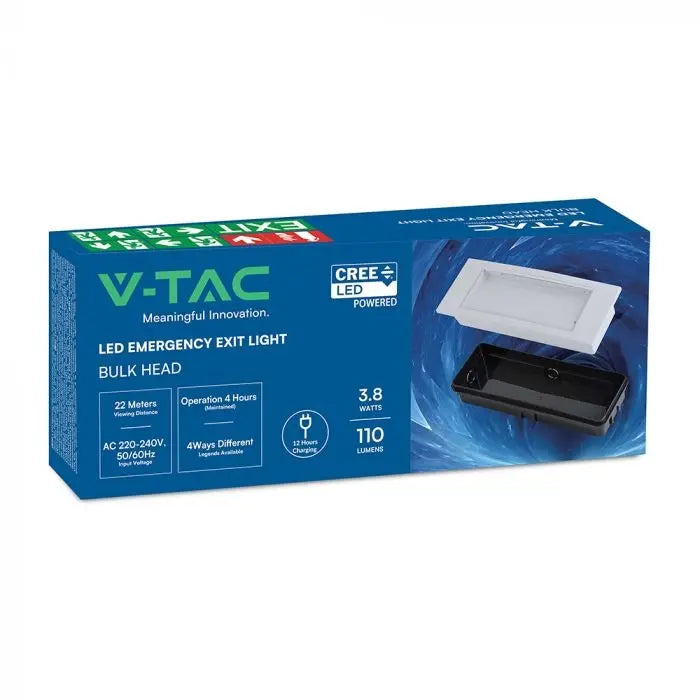 V-TAC PRO LAMPADA LED CHIP CREE DI EMERGENZA 1.2W DA INCASSO/PLAFONE 6000K IP40