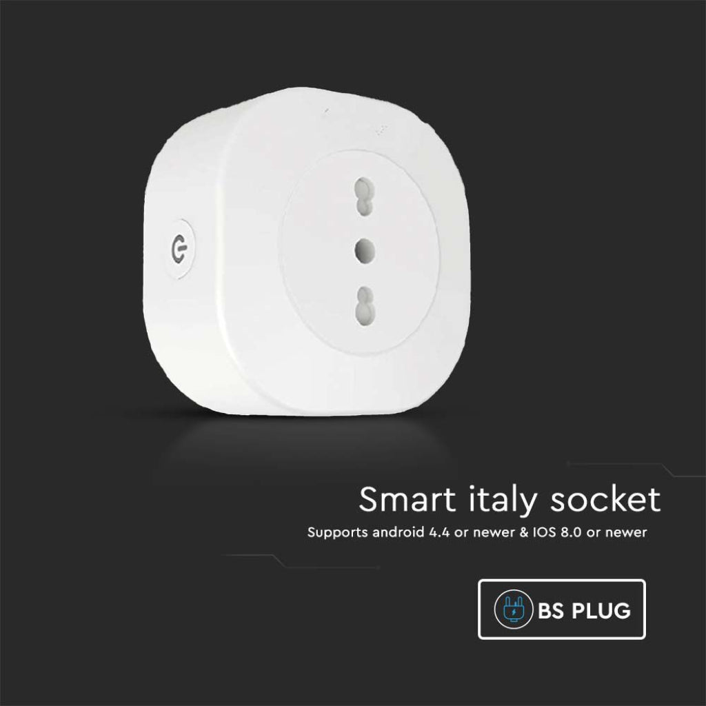 V-TAC Presa Smart Singola per Schuko Bianco Compatibile con Google Home e Amazon