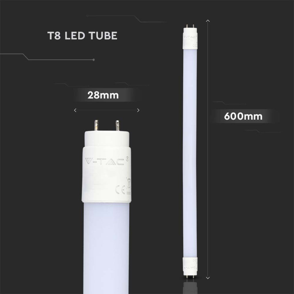 V-TAC Tubo LED T8 9W G13 60cm in Nanoplastica Non Ruotabile