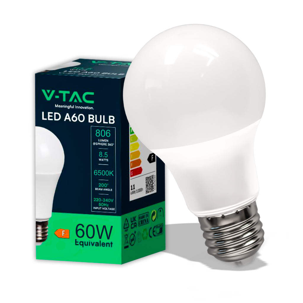 V-TAC box 10 pezzi  Lampadina LED E27 8,5W A60