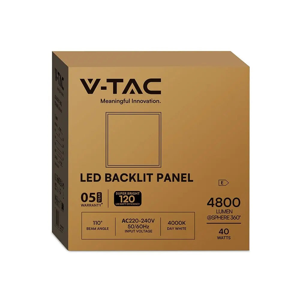 V-TAC Pannello LED 40W 120LM/W Incasso Driver Esterno 600x600mm