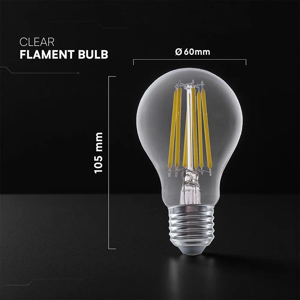 V-TAC Lampadina LED E27 12W 125LM/W A60 Filamento  (Box 3 Pezzi)