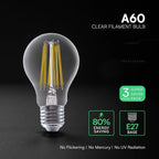 V-TAC Lampadina LED E27 12W 125LM/W A60 Filamento  (Box 3 Pezzi)