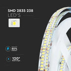 V-TAC Strip LED SMD2835 18W/m Bobina 5m 238 LED/m 24V 135LM/W 10mm