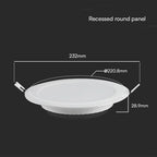 V-TAC PRO Mini Pannello LED Chip Samsung 18W Rotondo da Incasso (Foro 200-2