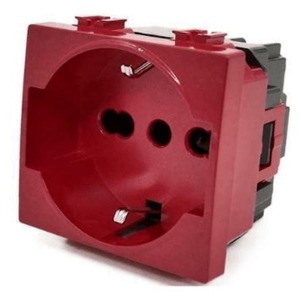 PRESA 2P+T 16A BIV.ST.ITALIANO/TEDESCO SCHUKO ROSSA COMPATIBILE MATIX